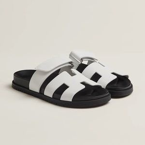 Hermes White Chypre Sandals